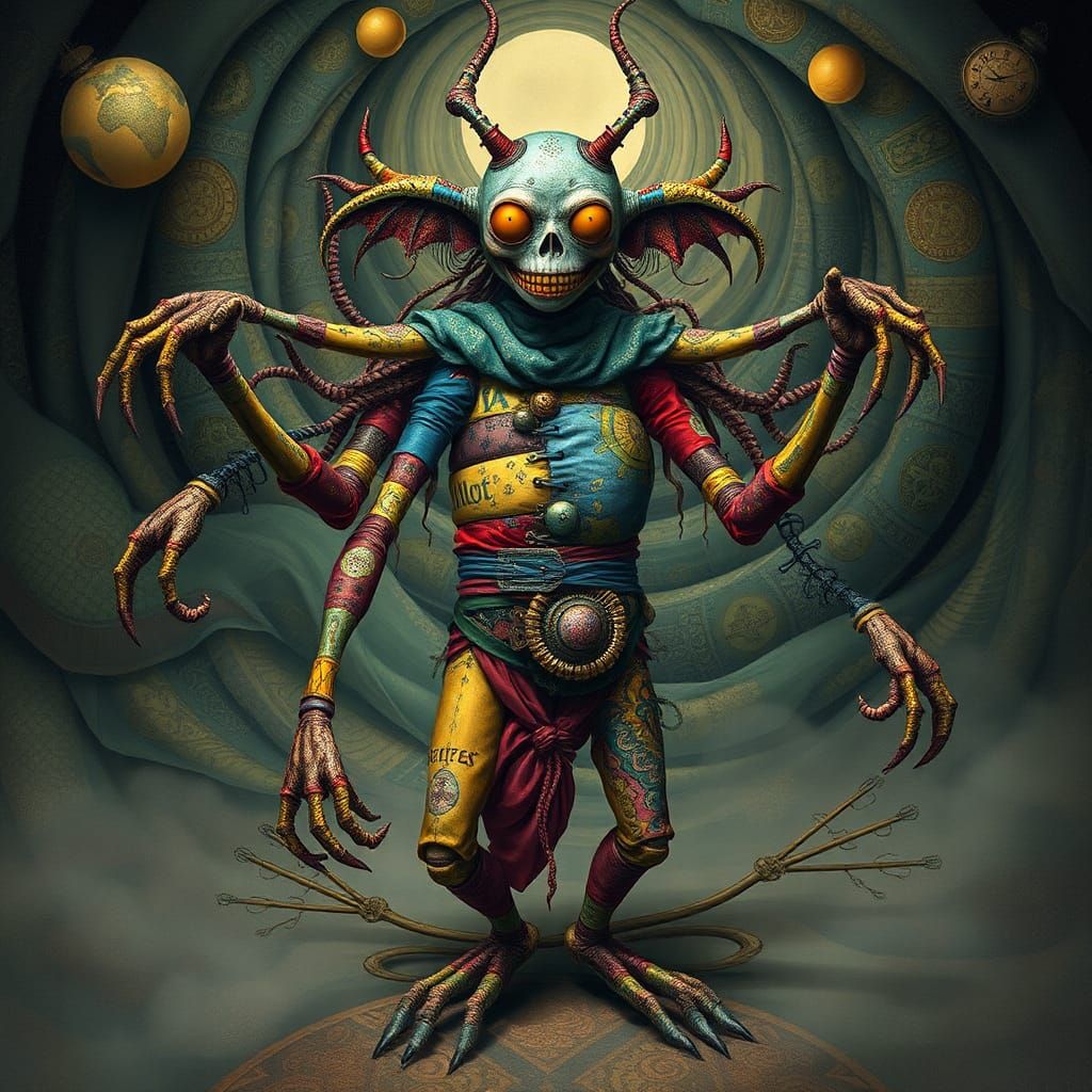 Surreal Fabric Creature in Dreamlike Landscape