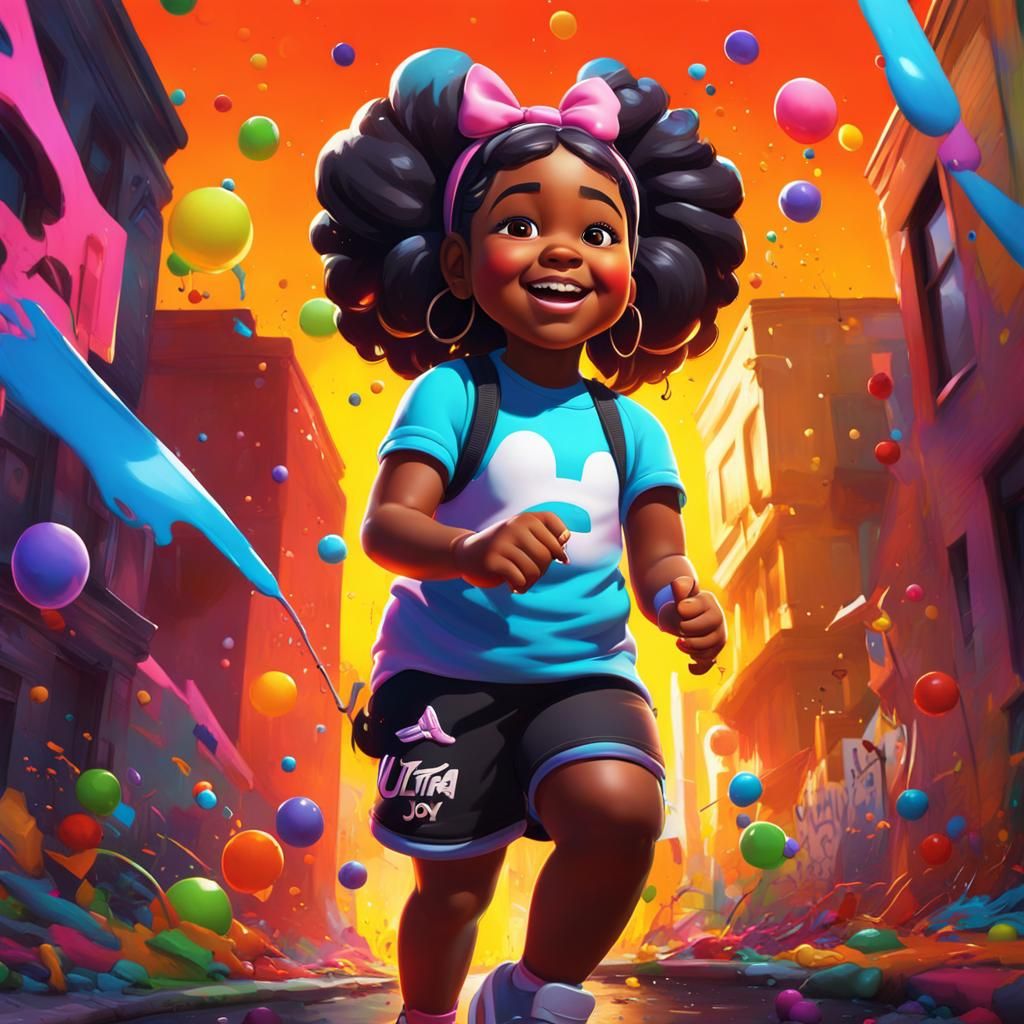 Joyful Graffiti Art of a Black Adolescent Girl