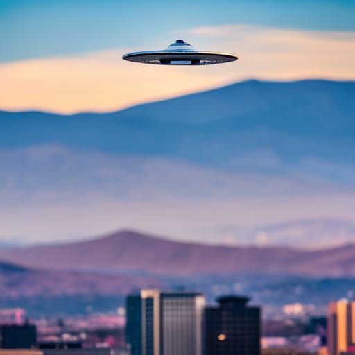 UFO Hovers Over Reno Arch: Hyperrealistic Photo