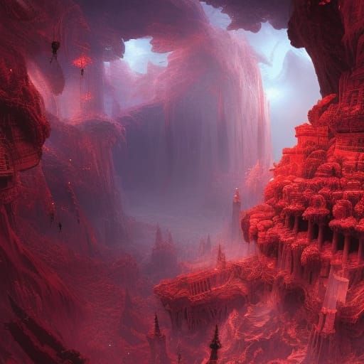 Epic Red Crystal Heart Digital Painting