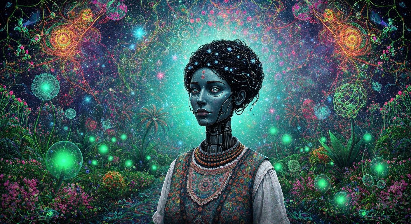 Folkloric Robot in Cosmic Garden