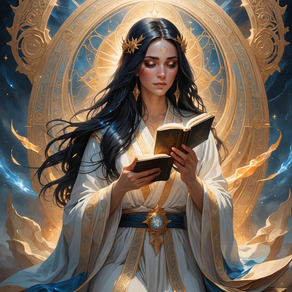 Ethereal Woman Praying in Golden Light