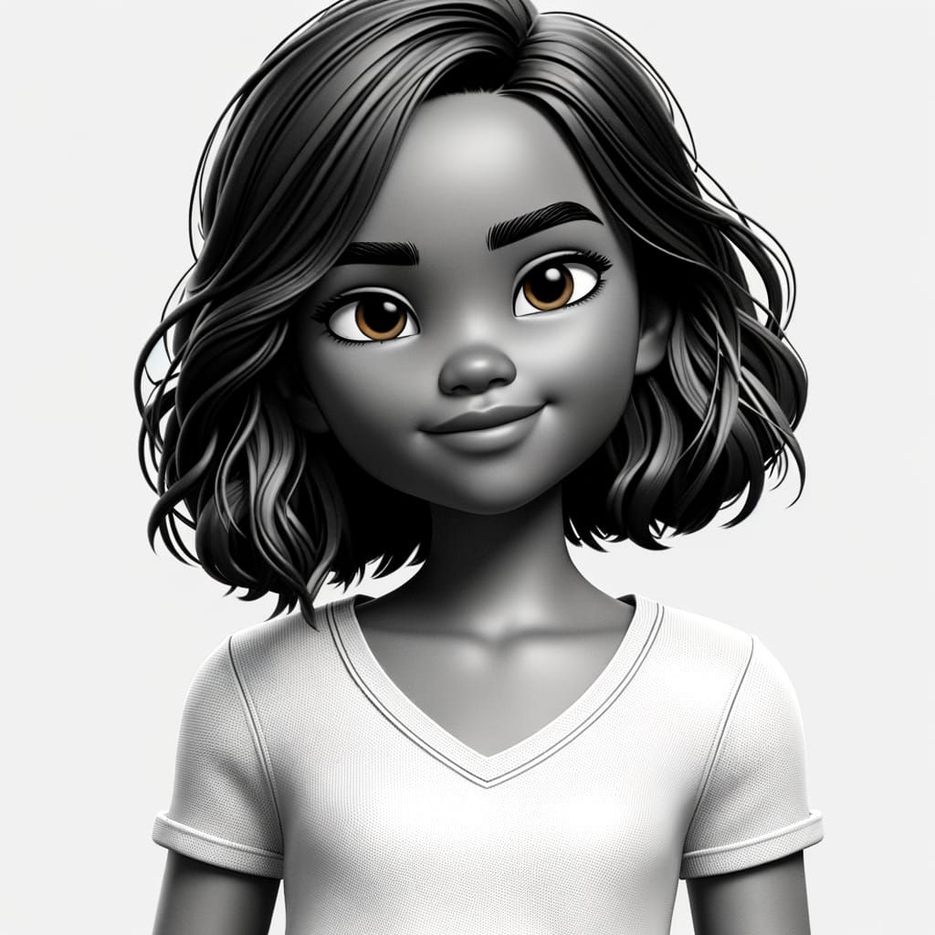 3D Render of Smiling Dark-Skinned Girl with 'Hope' Shirt