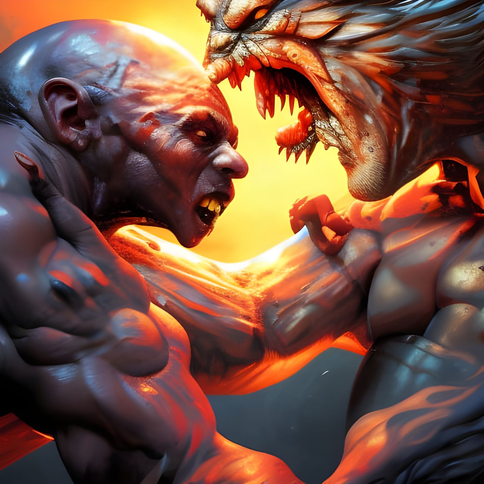 Comicbook Action: Man Punches Devil in the Face