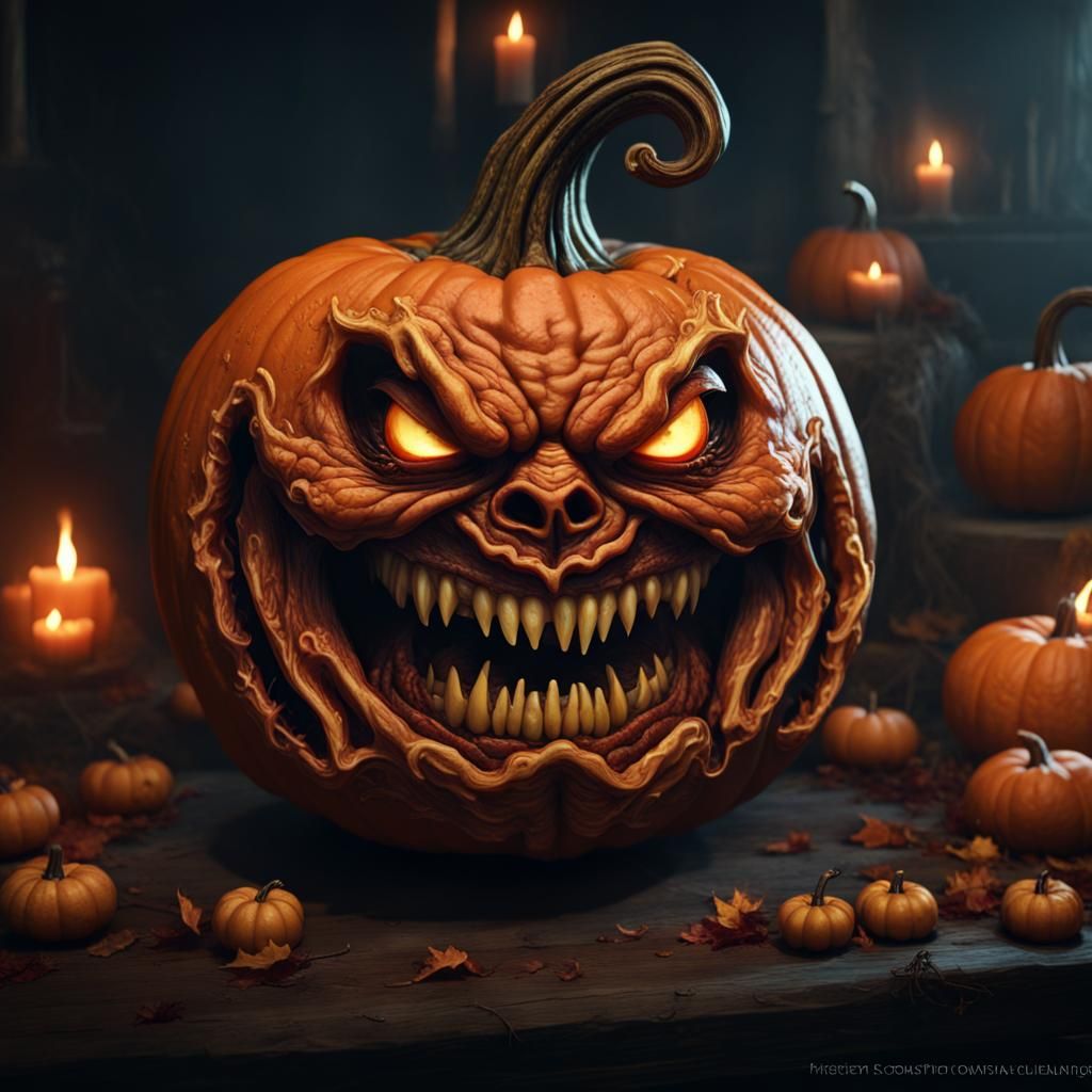 Terrifying Demon Jack-O-Lantern Fantasy Concept Art