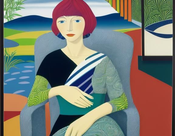 Woman Sitting on Chair: Surrealist Pop Art