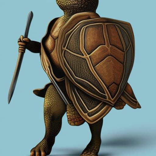 Turtle Warrior with Sword and Bandana