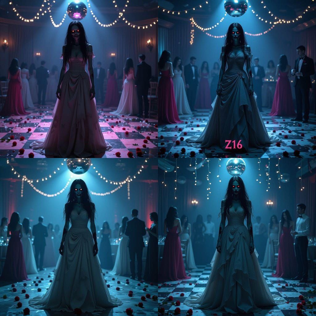 Zombie Woman at Dimly Lit Prom Night