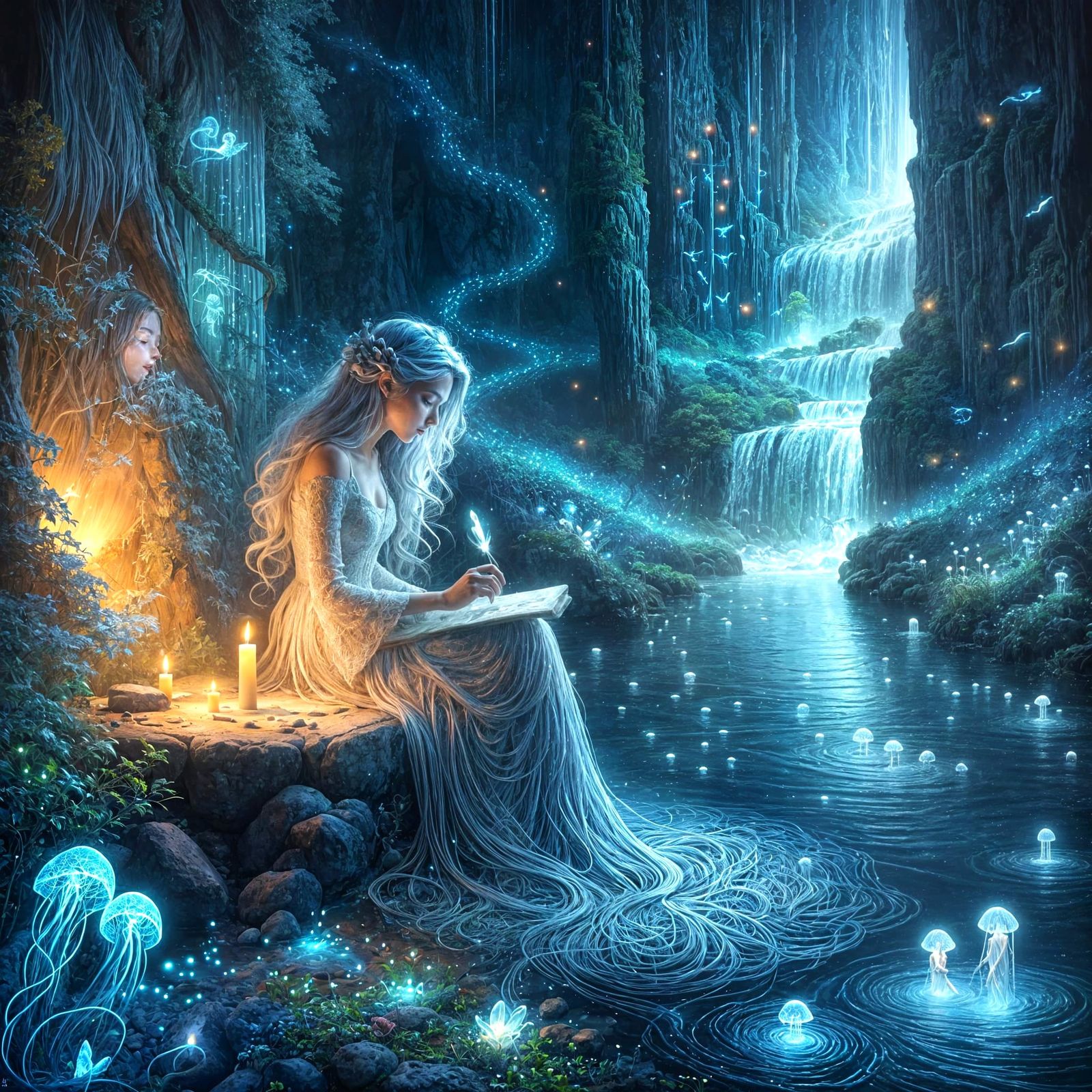 Bioluminescent Cave: Celestial Cartographer Charts Cosmic St...