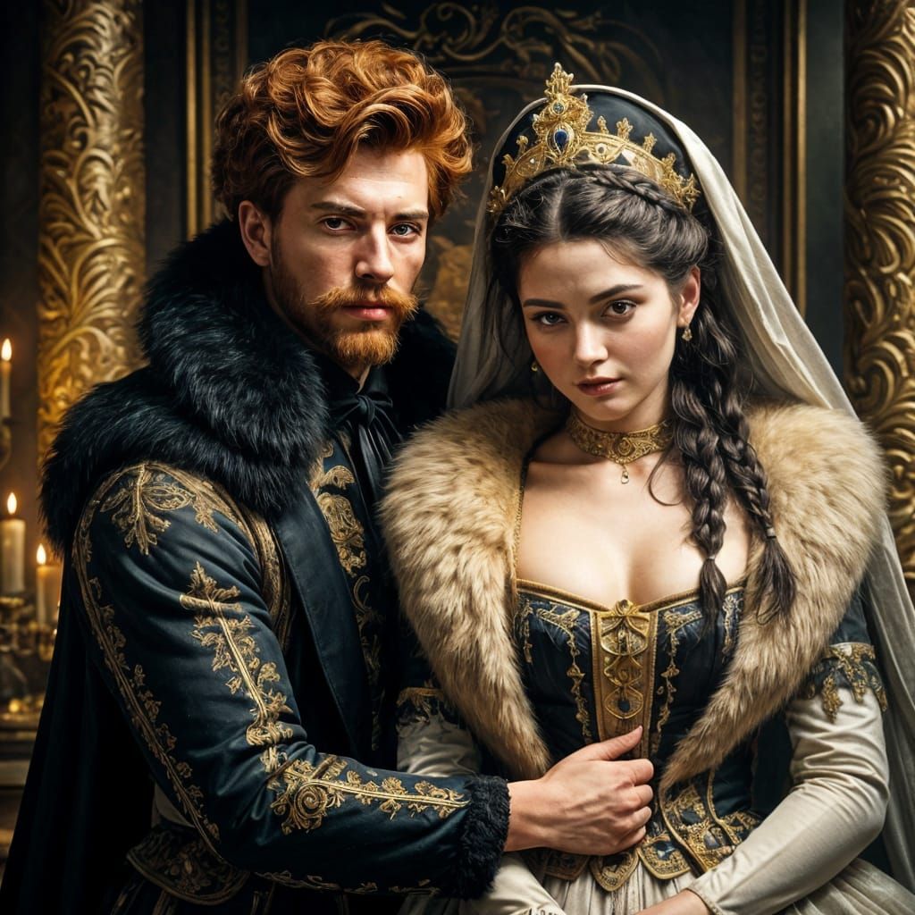 Baroque Royal Couple in 17th Century Russian Opulence
