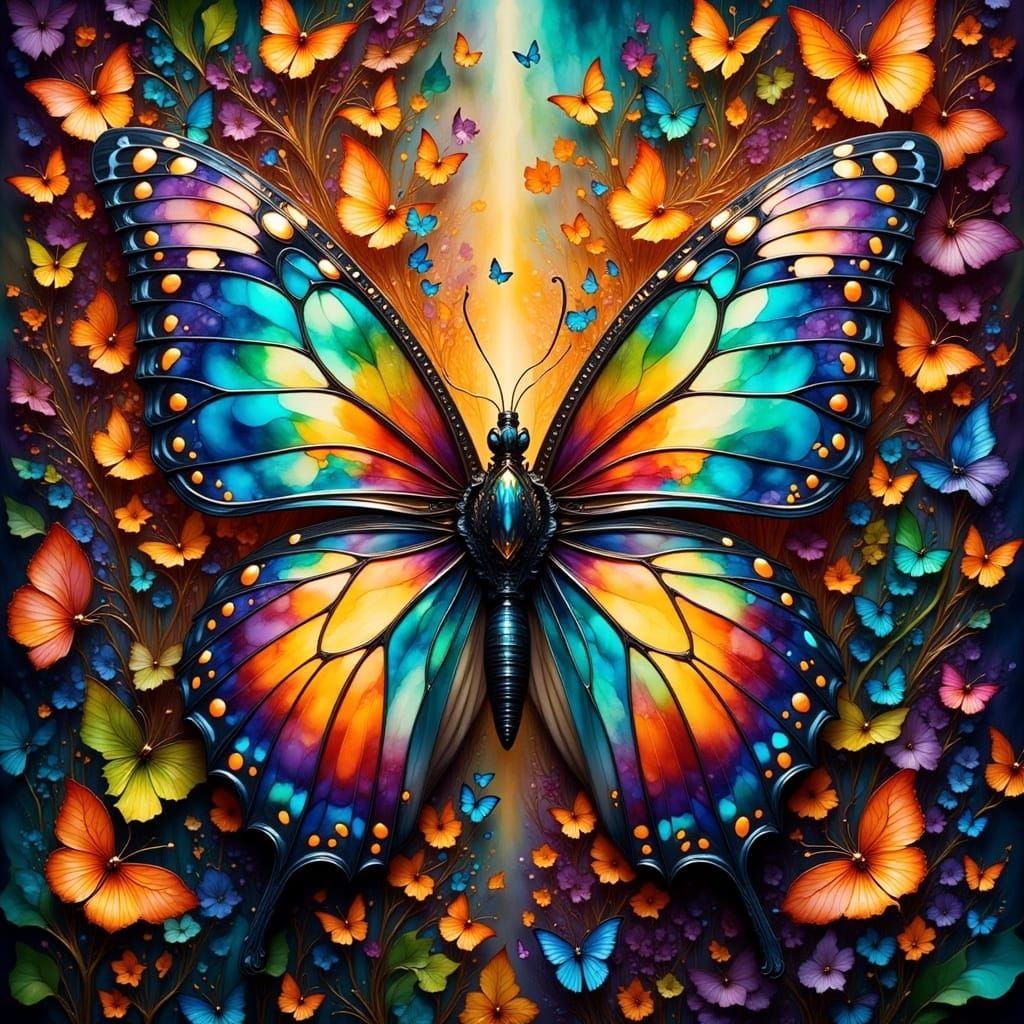 Ethereal Butterfly in Vibrant, Iridescent Glory