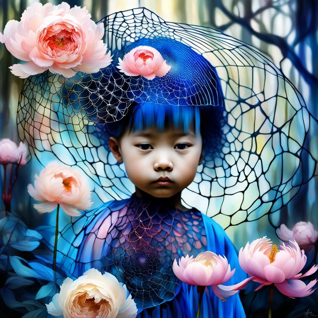 Surreal Toddler Dances with Heron in Optical Illusion