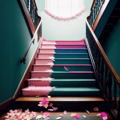 Knolling Composition with Feathers and Floral Elements