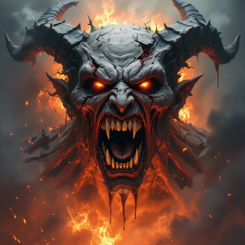 Monstrous Demon Roaring: Hyper-Realistic Close-Up