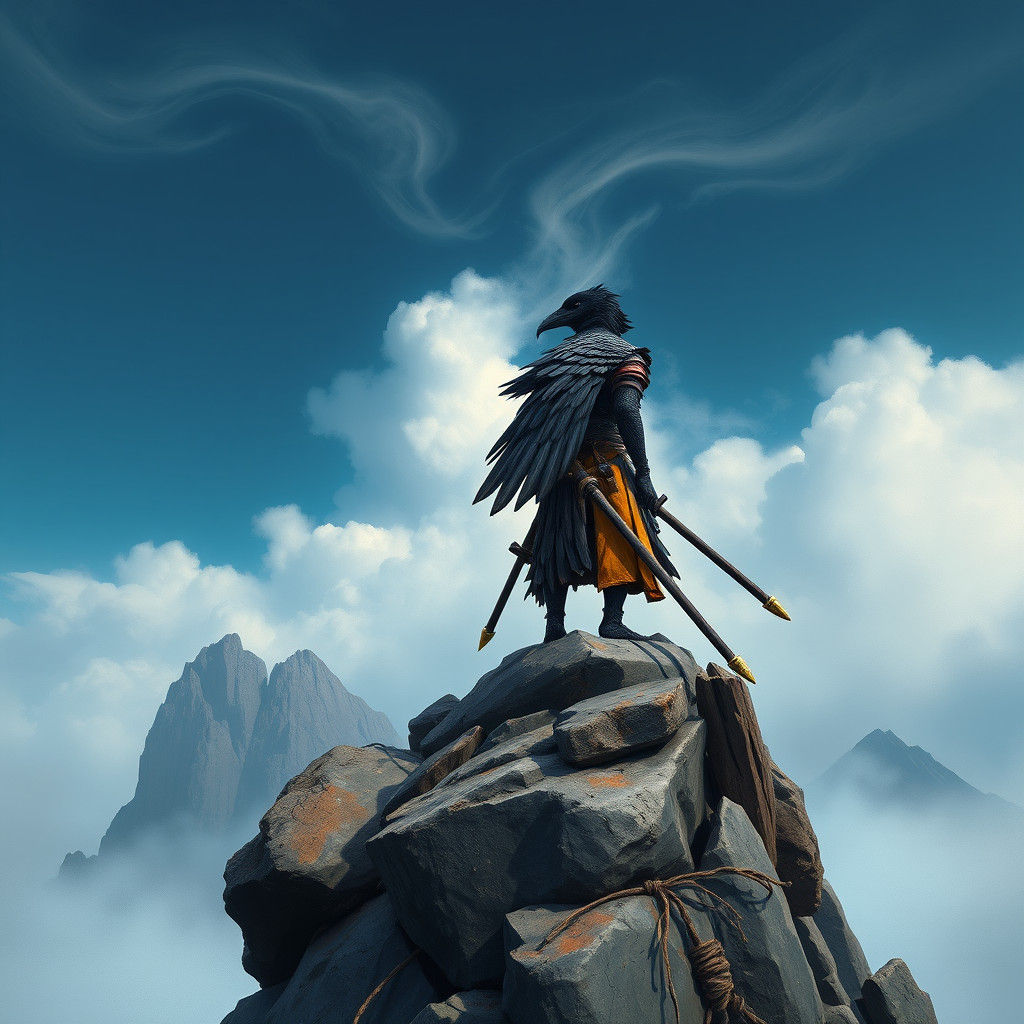 Yagudo Crow-Man Samurai in Nanga Edo Style