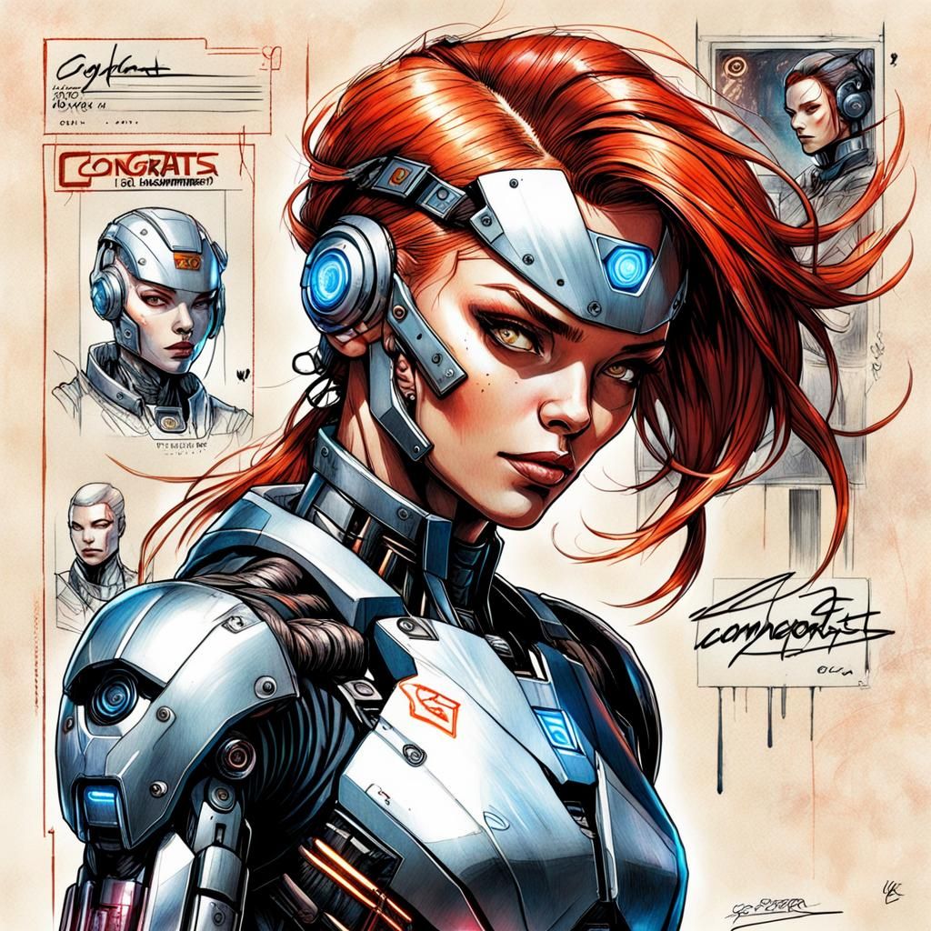 Cyborg Sketch in Graphic Novel Style