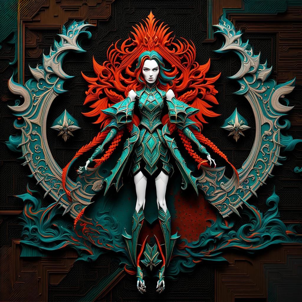 Anime Portrait of Red-Haired Female Dwarf