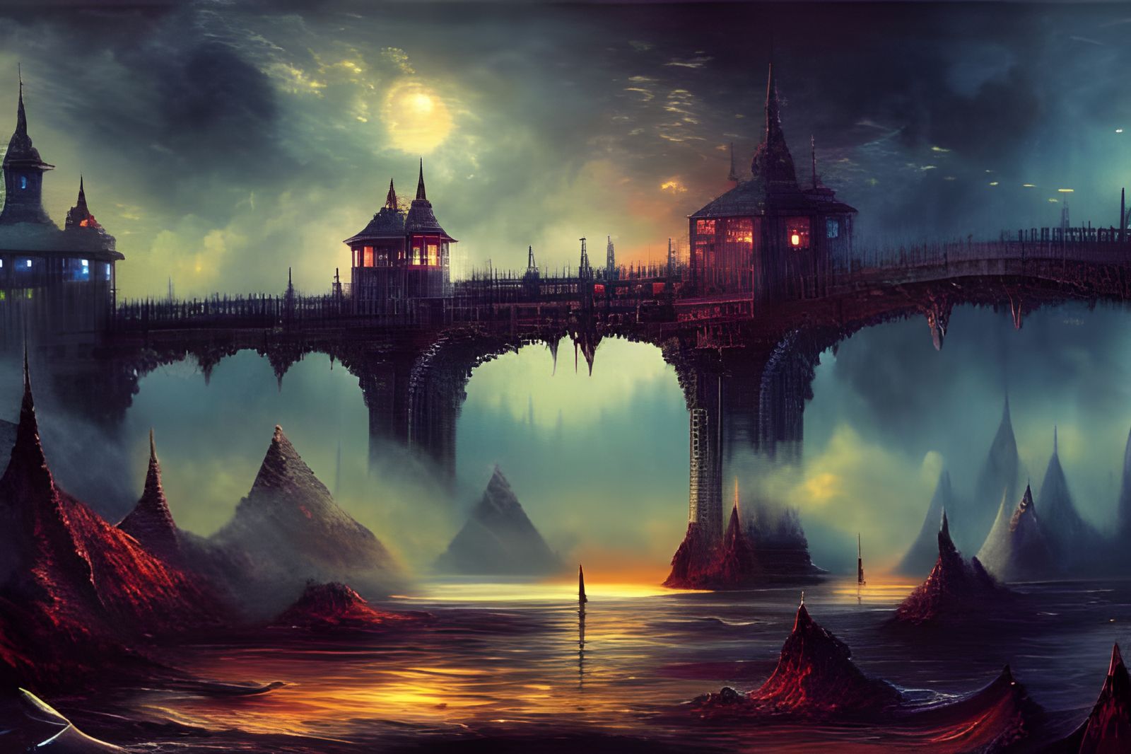 Epic Fantasy Bridge in Expressionist Impasto Style