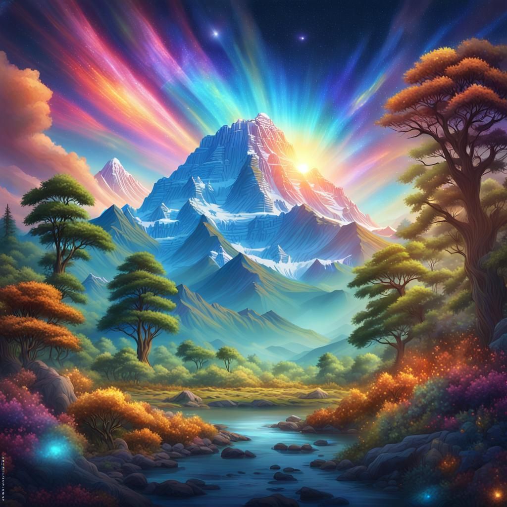 Holographic Astral Illustration of Mount Kailash