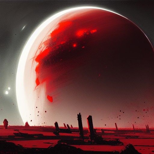 Sinister Black and Red Planet by Rutkowski