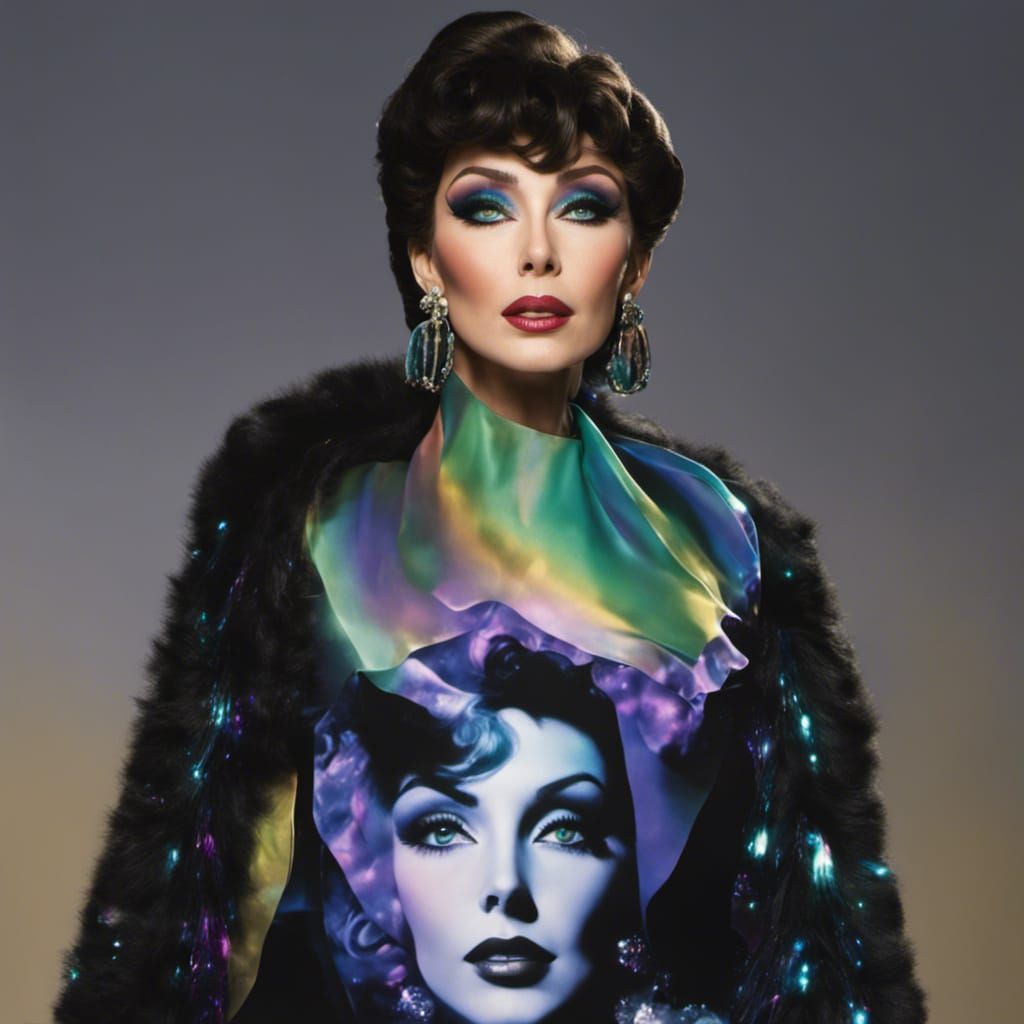Joan Collins wearing Alexis Carrington Colby cape