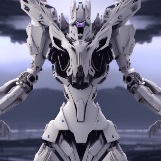 Futuristic White Swan Princess Mecha in Sci-Fi Style