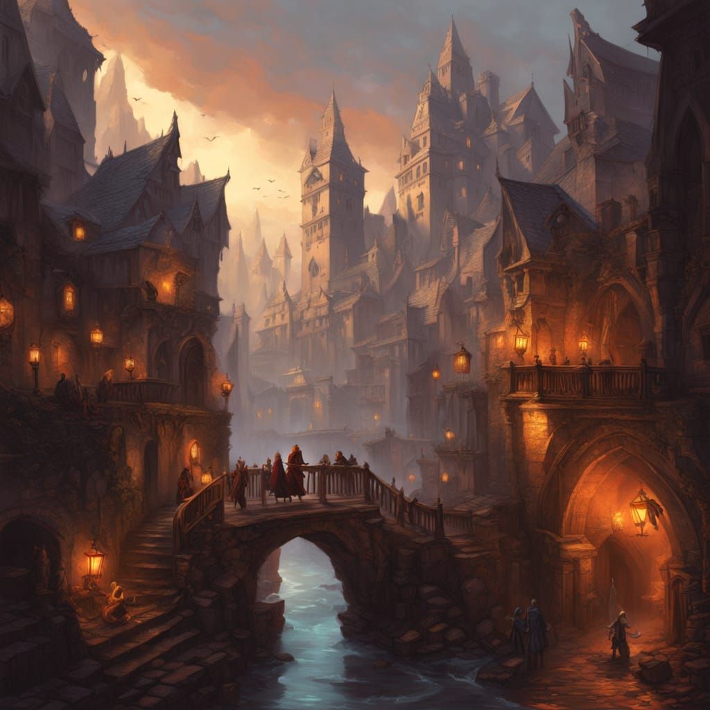 Epic Fantasy Art of a Female Tiefling in Waterdeep