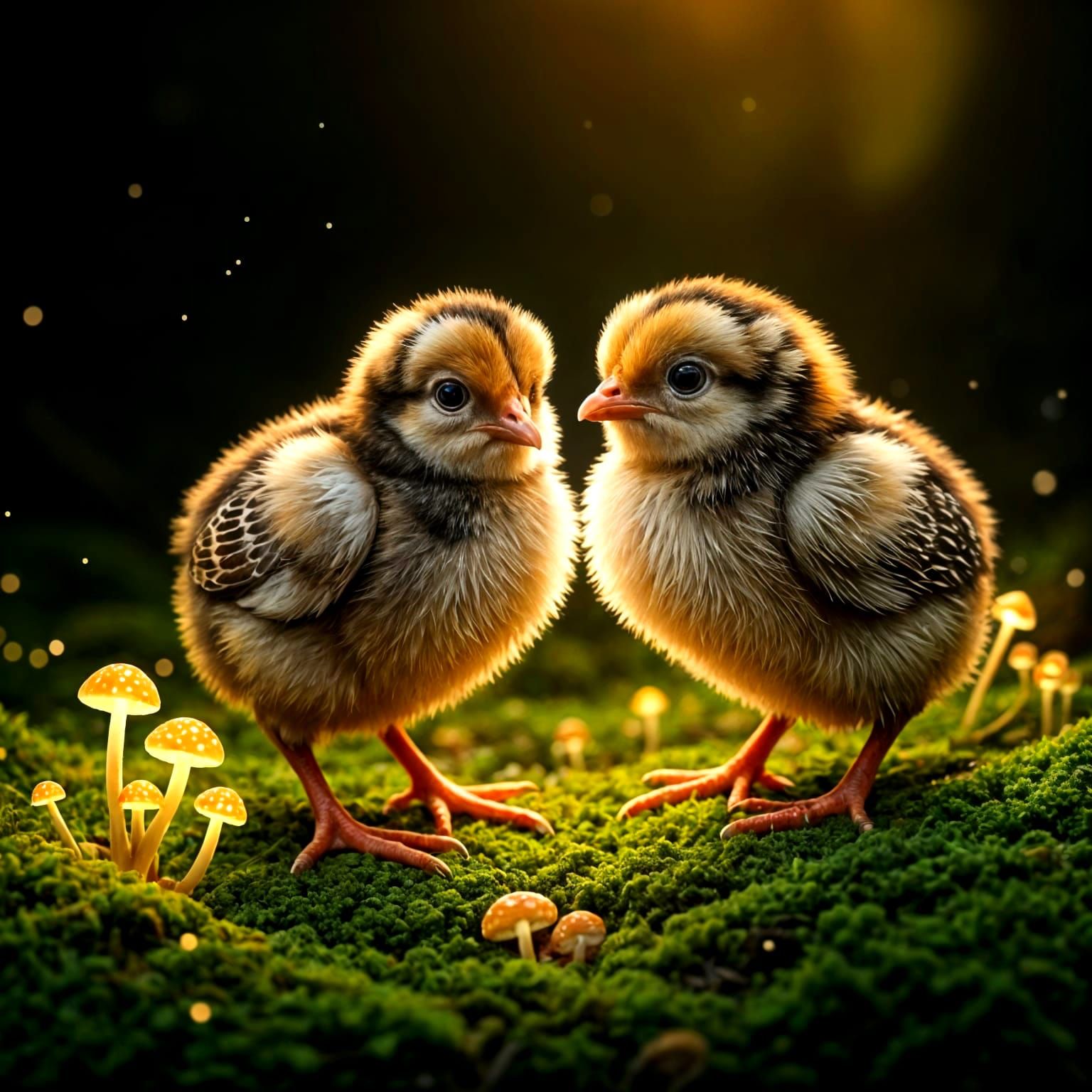 Cute Baby Chickens in Whimsical Fantasy Scene