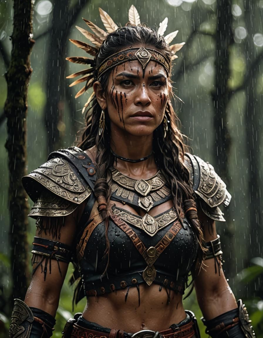 An Amazon warrior wearing war paint