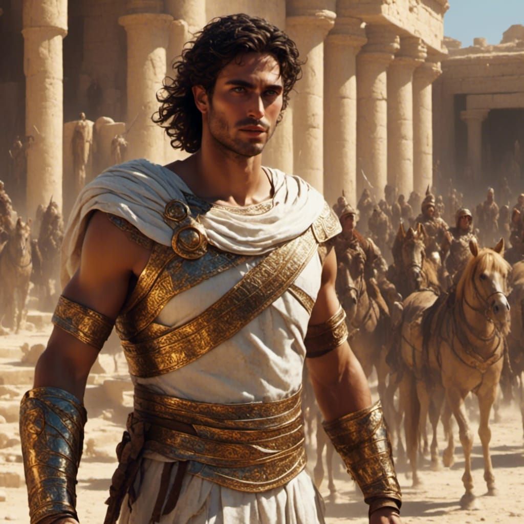 Hyperrealistic Portrait of Prince Paris as Greek Hero