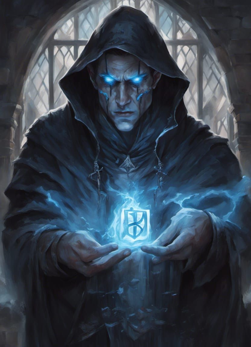 D&D Sorcerer with Runes in Castle Hall