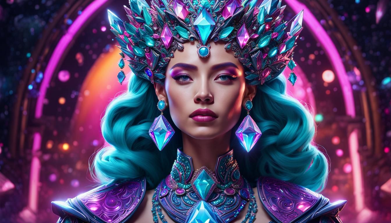 Bejeweled Galactic Queen Portrait in 8K