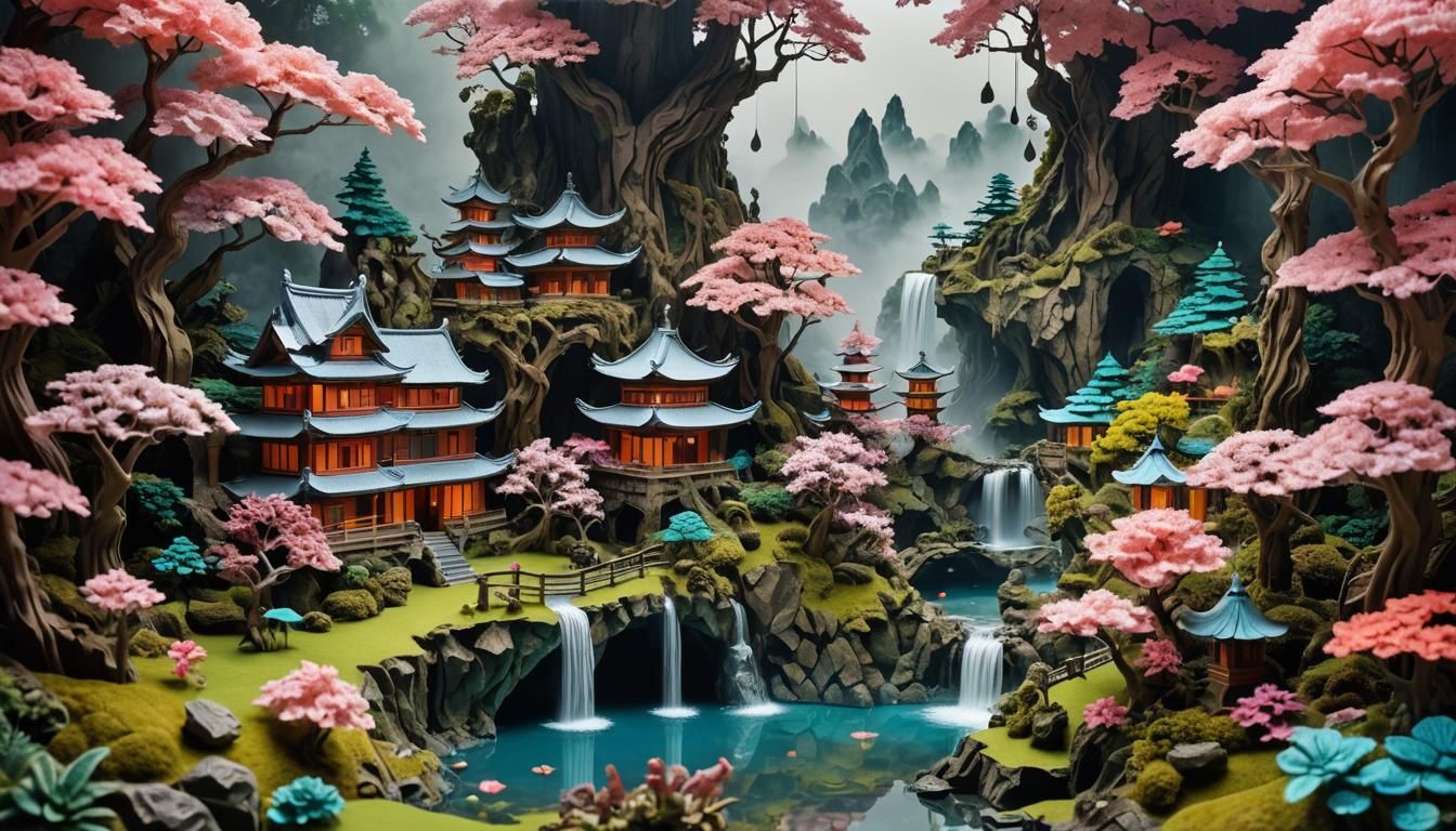 Psychedelic Seahorse Reveals Mystical Fairy Village