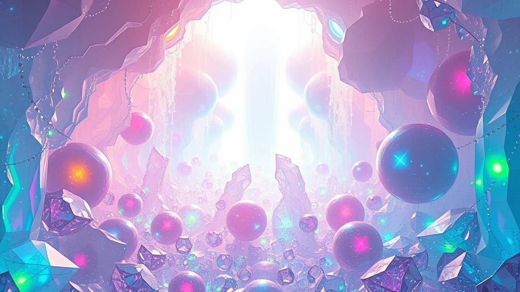 Crystaline Dreamscapes in Neon-Lit Forest