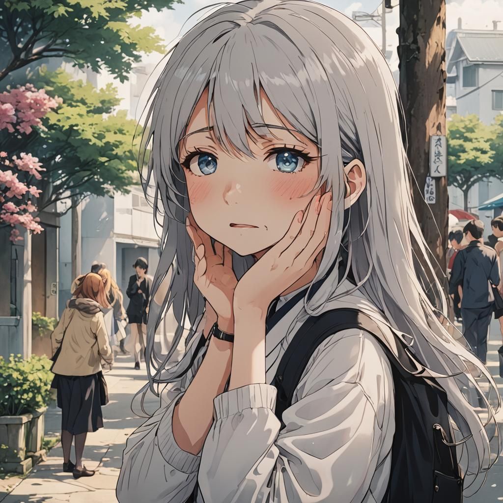 Anime Girl Crying Goodbye in Manga Style