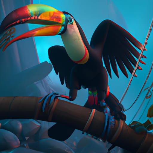Fantastical Toucan: Detailed Matte Painting