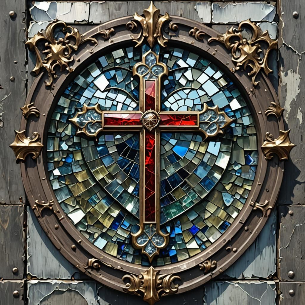 Knight's Shield with Cross, Bible, and Heart