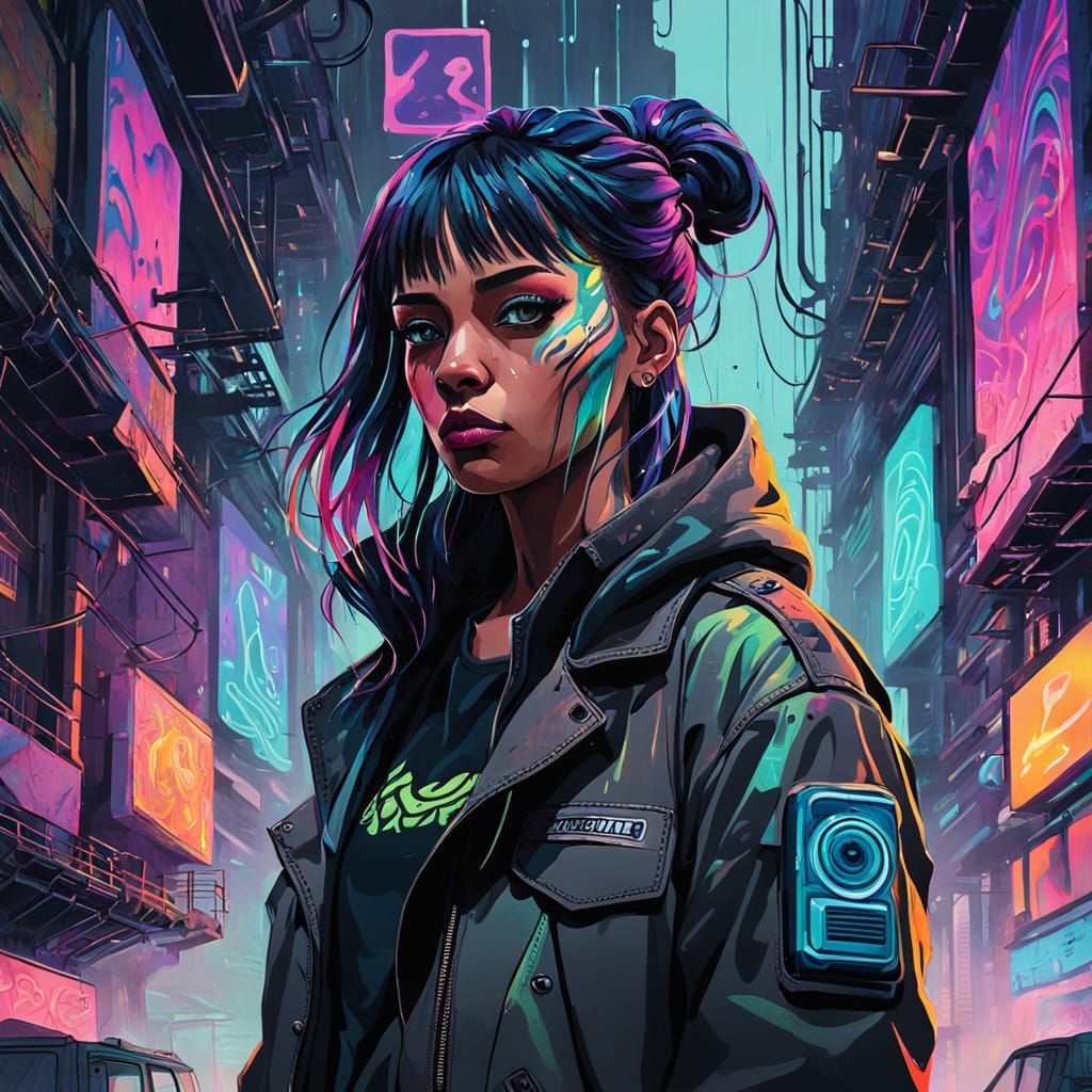 Cyberpunk Beauty in a Dystopian Dreamworld