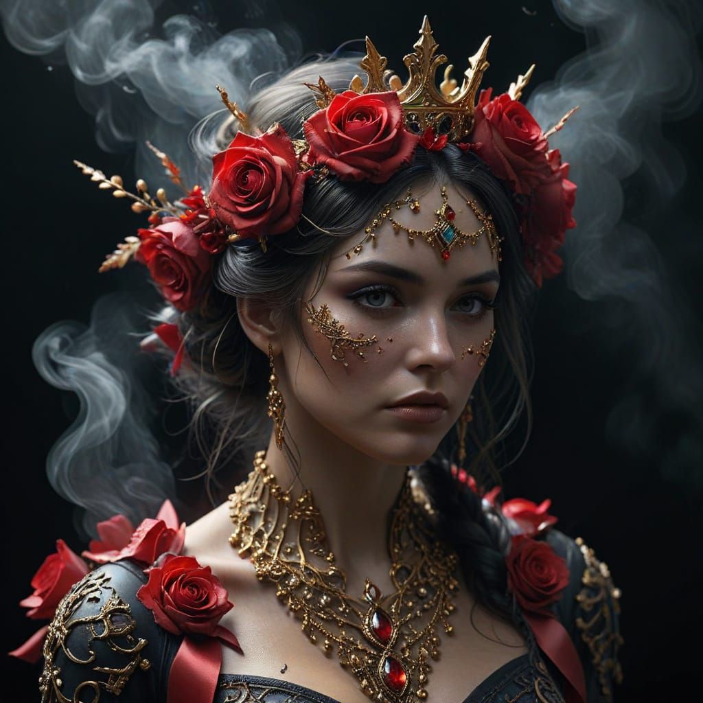 Golden Crown with Roses in Dark Fantasy Style