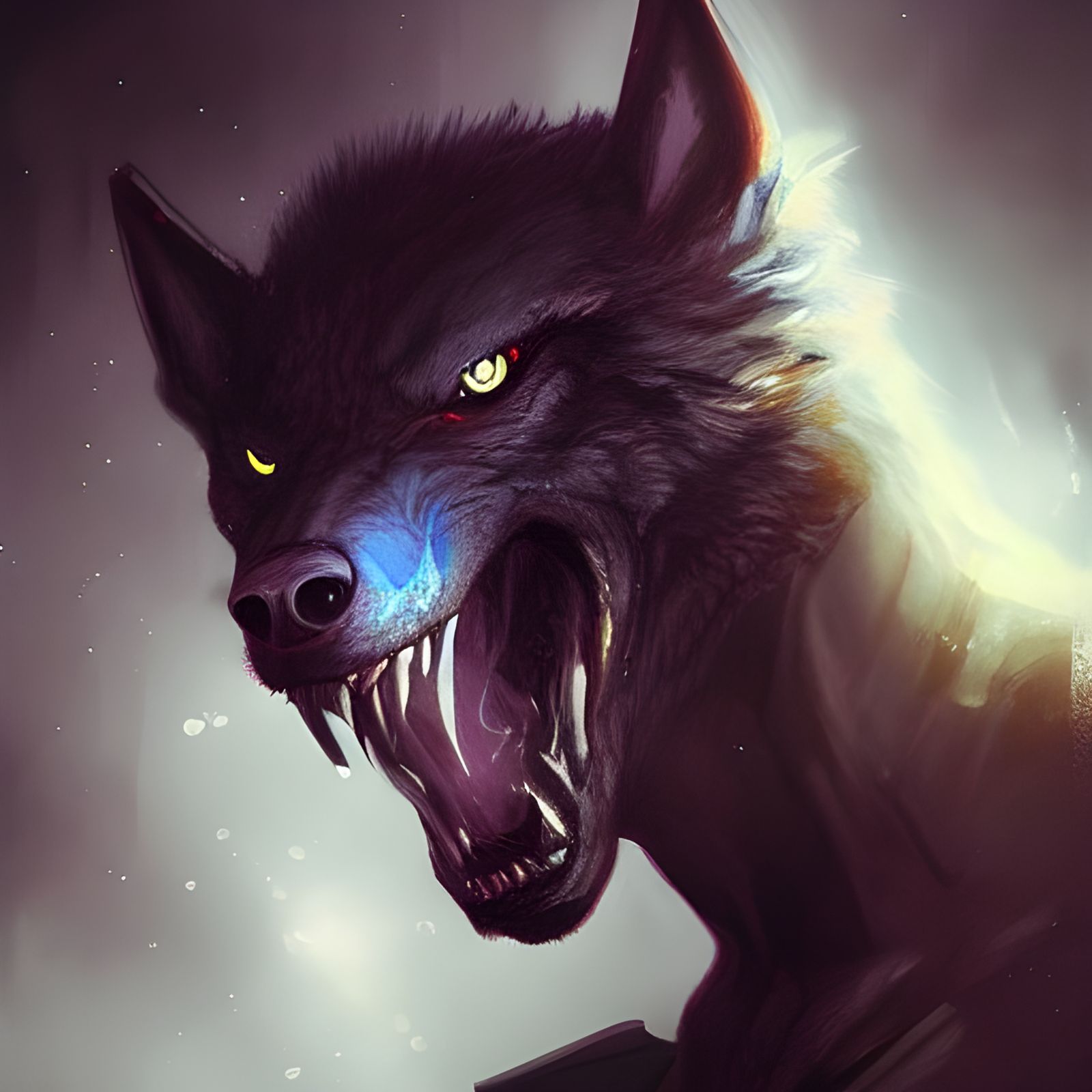 Sinister Intergalactic Space Wolf in Fantasy Style
