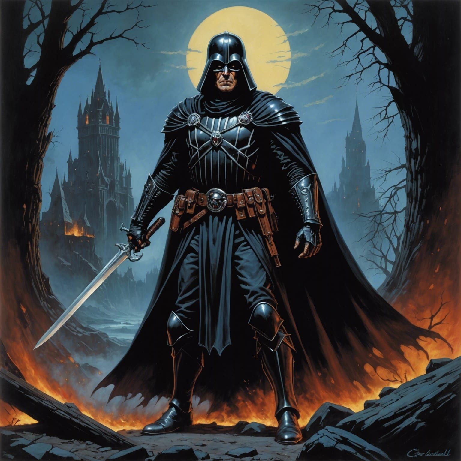 Grimdark Warrior in Dark Fantasy Style