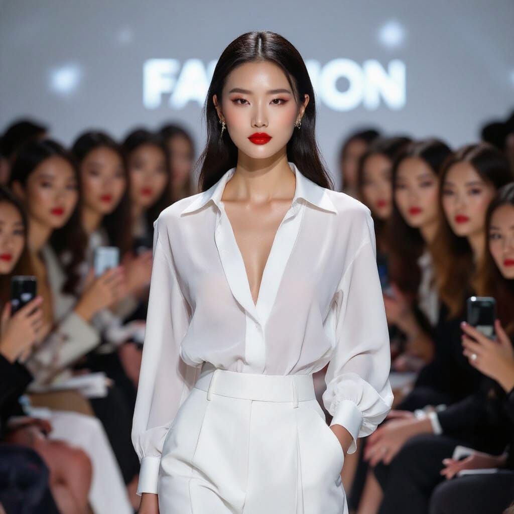 Elegant Korean Model on Fashion Runway