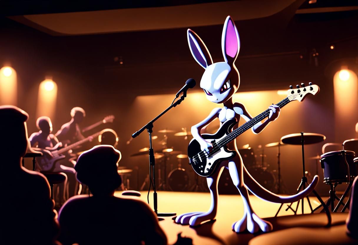 Mewtwo Plays Bass Guitar in Cafe