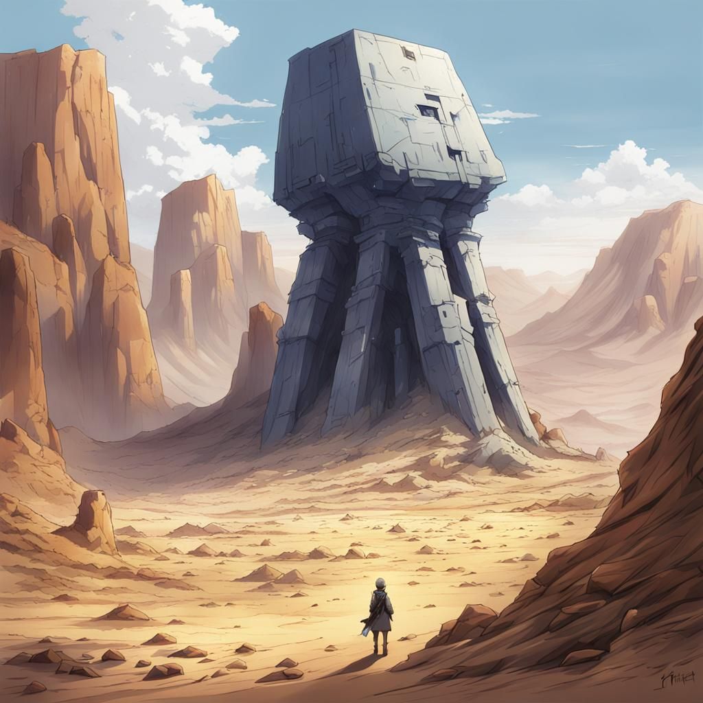 Desert Monolith in Anime Style