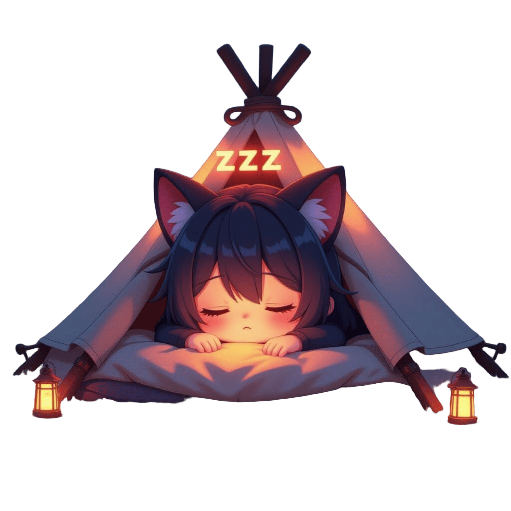 Sleeping Cat Game Streamer Emote in 3D Anime Art