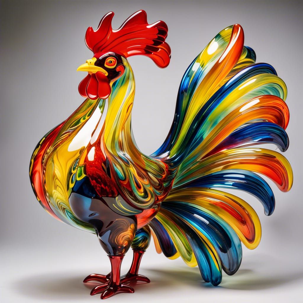 Whimsical glass blown rooster