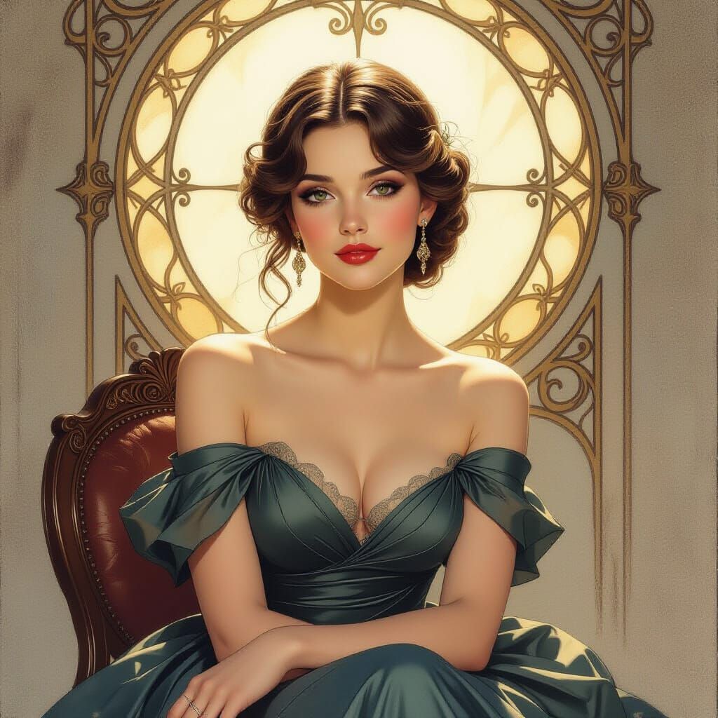 Elegant Woman in Graphite Pencil Drawing Style