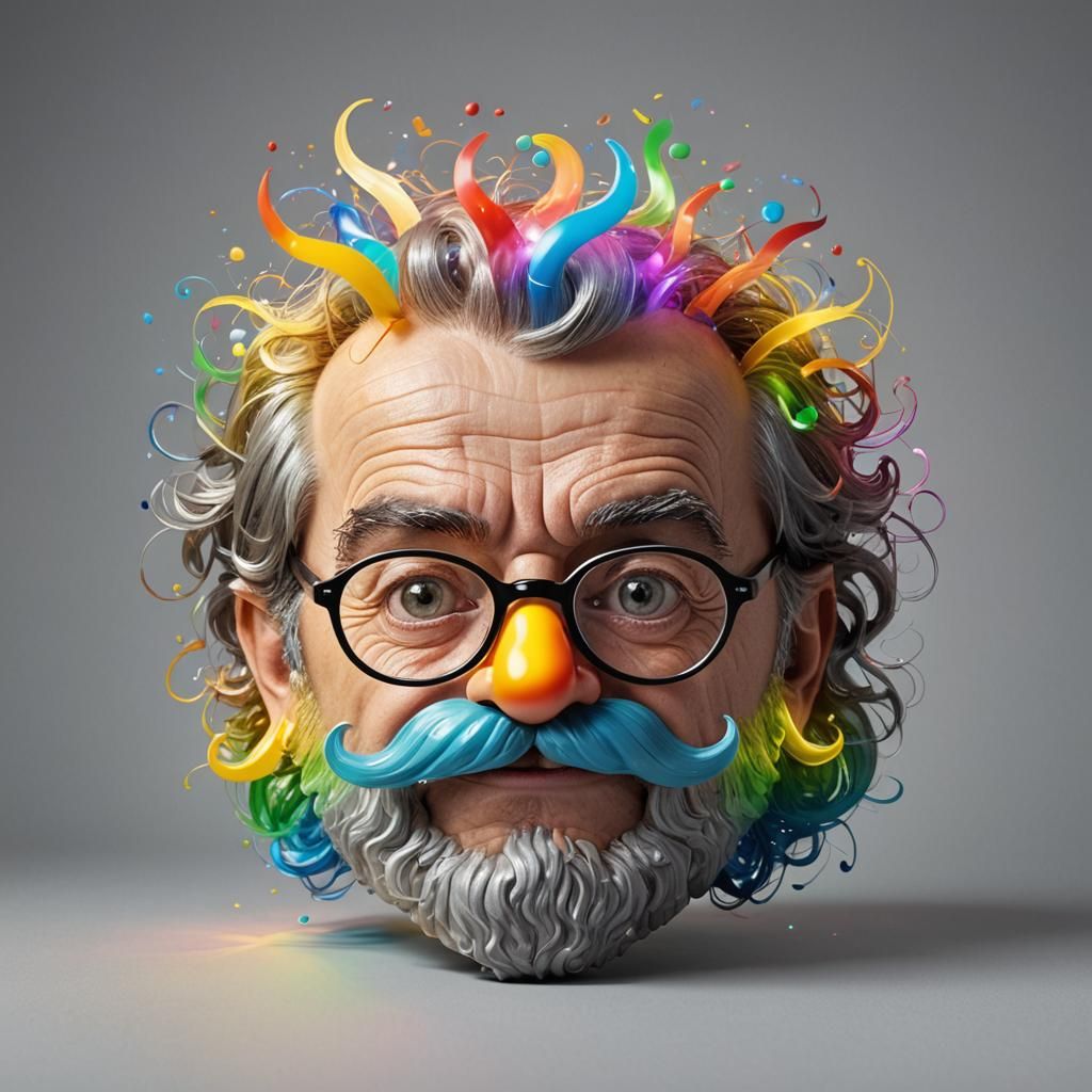 Rainbow Light Emanates From Funny Head