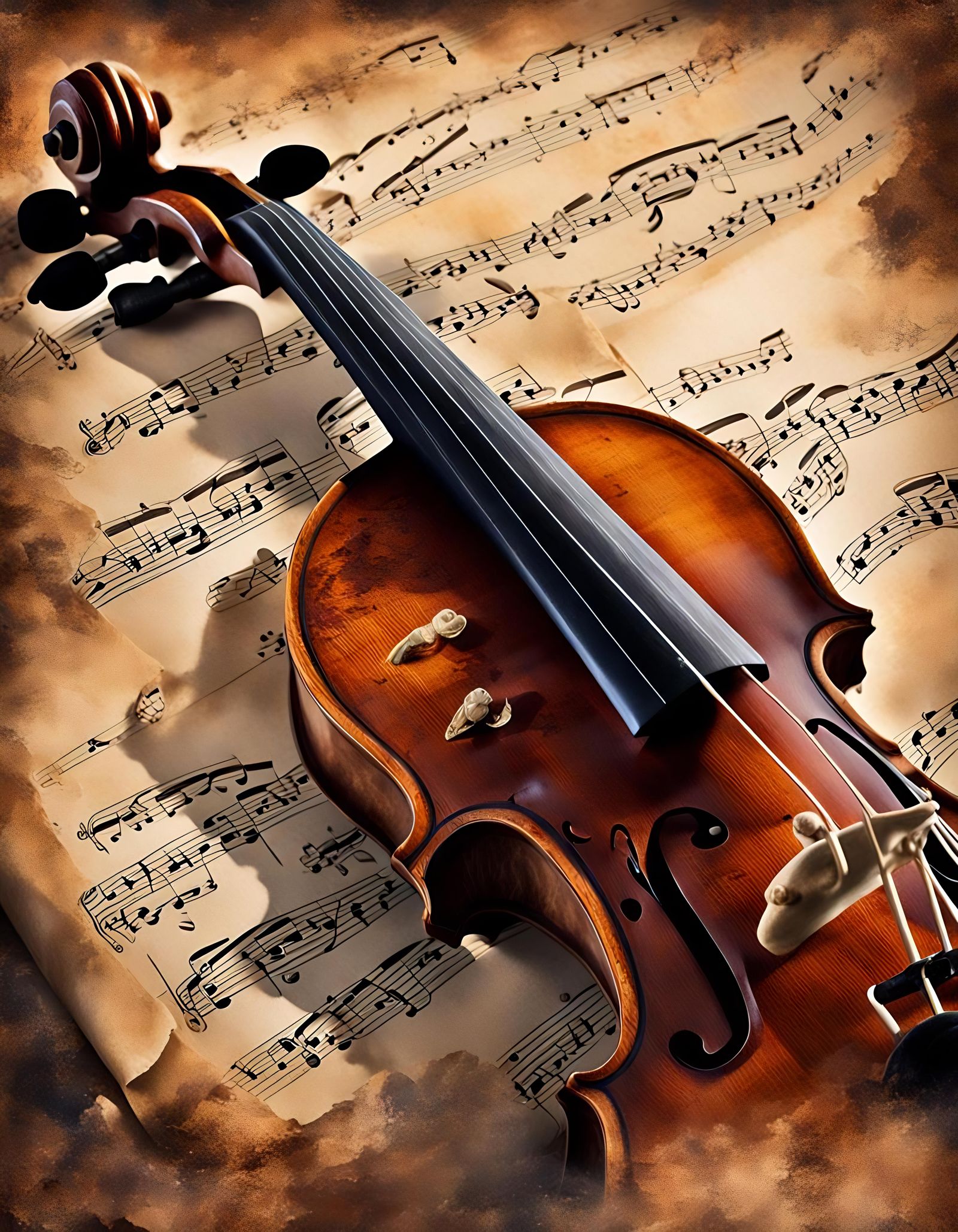 Musician's Weathered Violin in Amber Light