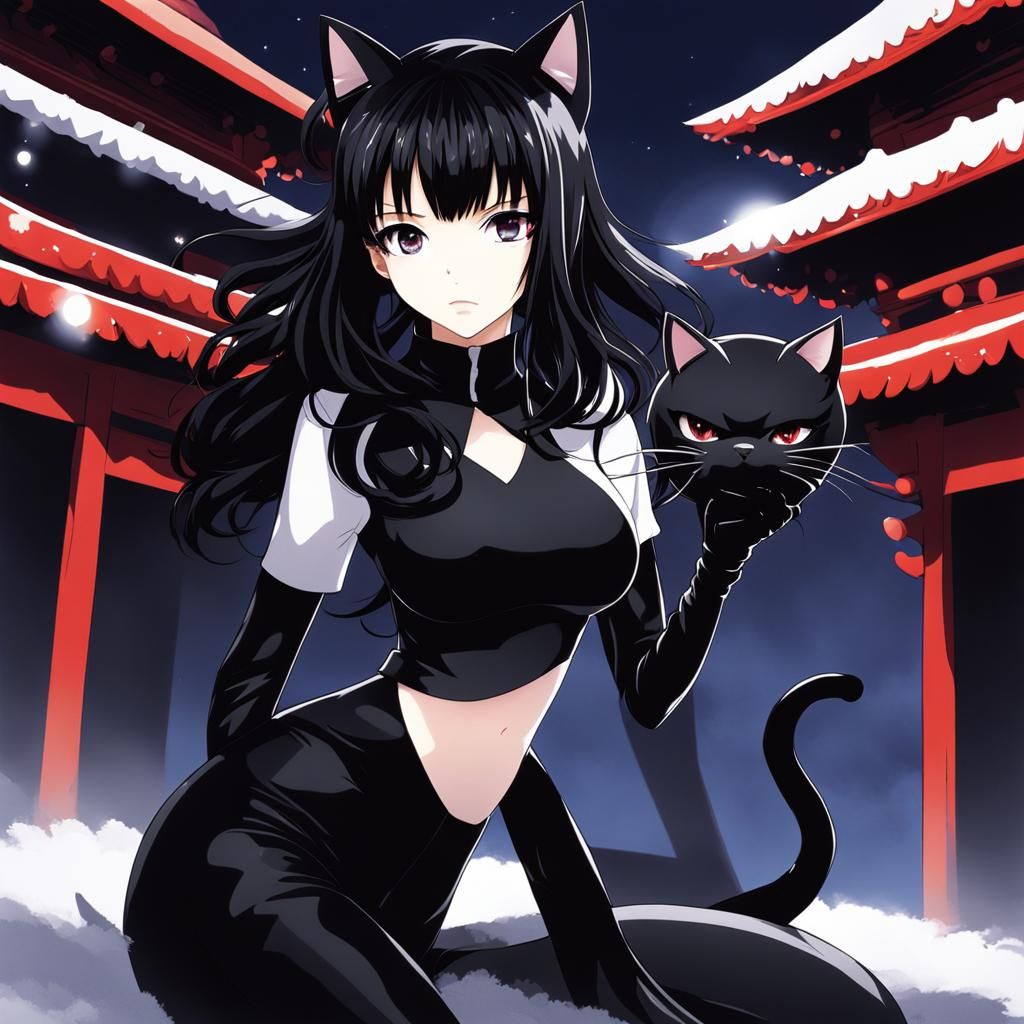 Anime Girl in Catsuit with Shadow Eyes
